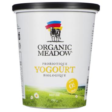 Organic Meadow Yogourt nature probiotique biologique 0% M.G. 750g