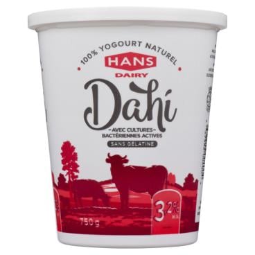 Hans Dairy Dahi yogourt naturel 3.2% M.G. 750g