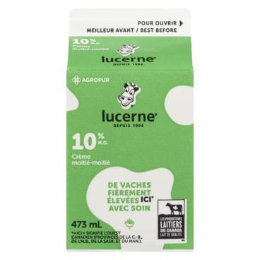 Lucerne Crème moitié-moitié 10% M.G. 473ml