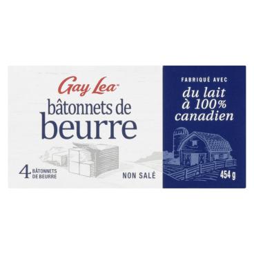 Gay Lea Bâtonnets de beurre non salé 454g