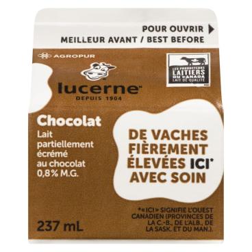 Lucerne Lait partiellement écrémé au chocolat 0.8% M.G. 237ml
