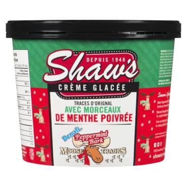 Shaw's Ice Cream Crème glacée traces d'orignal avec morceaux de menthe poivrée 1.5L