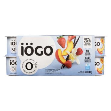 Iögo Strawberry, Raspberry, Peach, Vanilla Yogurt 0% M.F. 16x100g