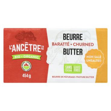 L'Ancêtre Organic Churned Unsalted Butter 454g