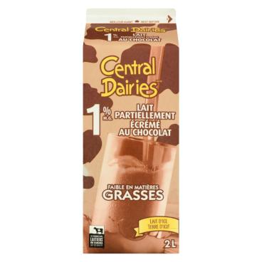 Central Dairies Lait partiellement écrémé au chocolat 1% M.G. 2L