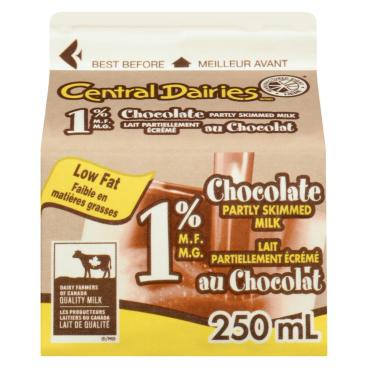 Central Dairies Partly Skimmed Chocolate Milk 1% M.F. 250ml
