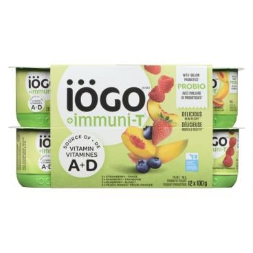 Iögo Probiotic Strawberry, Raspberry, Blueberry And Peach-Mango Yogurt 2% M.F. 12x100g