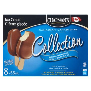 Chapman's Vanilla & Milk Chocolate Ice Cream Bars 8x55ml