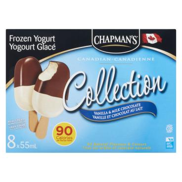 Chapman's Vanilla & Milk Chocolate Frozen Yogurt Bars 8x55ml