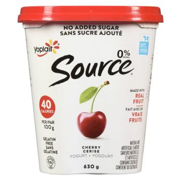 Source No Sugar Added Cherry Yogurt 0% M.F. 630g