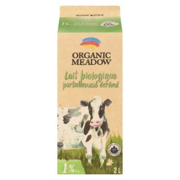 Organic Meadow Lait partiellement écrémé biologique 1% M.G. 2L