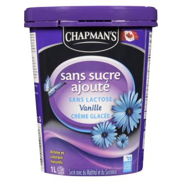 Chapman's Crème glacée sans lactose sans sucre ajouté vanille 1L
