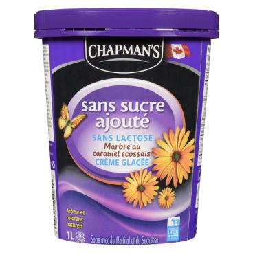 Chapman's Crème glacée sans sucre ajouté sans lactose marbrée au caramel écossais 1L