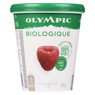 Olympic Yogourt biologique framboise de type balkan 3% M.G. 650g