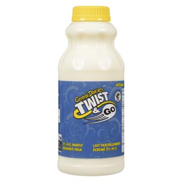 Central Dairies Twist & Go Partly Skimmed Milk 2% M.F. 473ml