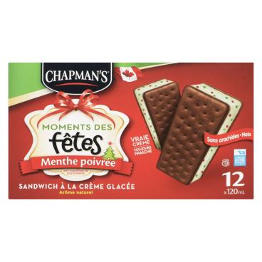 Chapman's Sandwichs à la crème glacée moments des Fêtes menthe poivrée 12x120ml