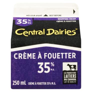 Central Dairies Crème à fouetter 35% M.G. 250ml