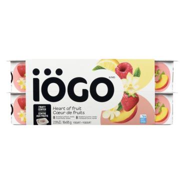 Iögo Strawberry-Peach Vanilla, Raspberry-Lemon Vanilla Yogurt 2.5% M.F. 16x95g
