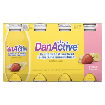 Danactive Yogourt probiotique à boire fraise-banane 1.5% M.G. 8x93ml