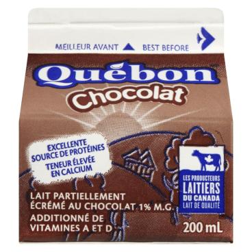Québon Lait partiellement écrémé au chocolat 1% M.G. 200ml