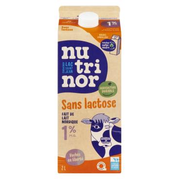 Nutrinor Lait partiellement écrémé sans lactose 1% M.G. 2L