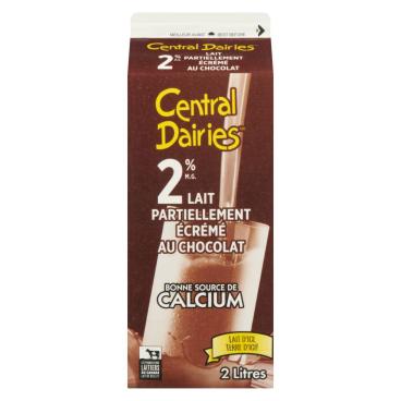 Central Dairies Lait partiellement écrémé au chocolat 2% M.G. 2L