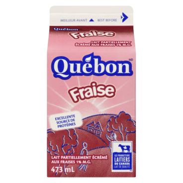 Québon Lait partiellement écrémé à la fraise 1% M.G. 473ml