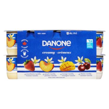 Danone Creamy Strawberry/Vanilla Peach/Vanilla Mango/Vanilla Cherry/Vanilla Yogurt 1.5% M.F. 16x100g