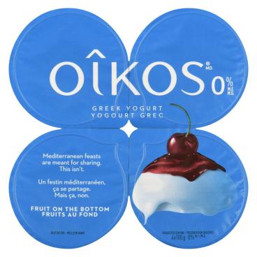 Oîkos Cherry Greek Yogurt 0% M.F. 4x100g