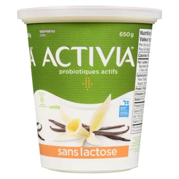 Activia Yogourt probiotique sans lactose vanille 650g