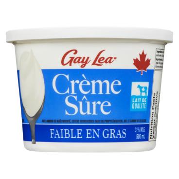 Gay Lea Crème sure faible en gras 500ml