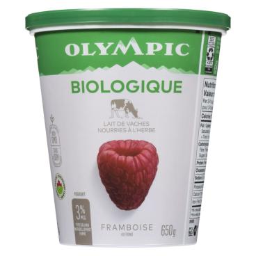 Olympic Yogourt biologique framboise de type balkan 3% M.G. 650g