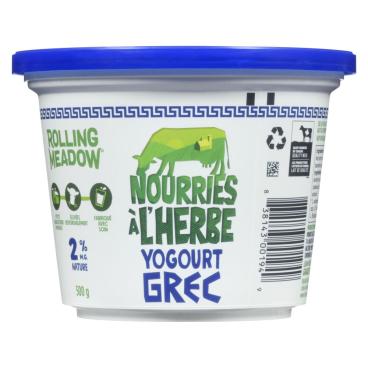 Rolling Meadow Yogourt grec nature nourries à l'herbe 2% M.G. 500g