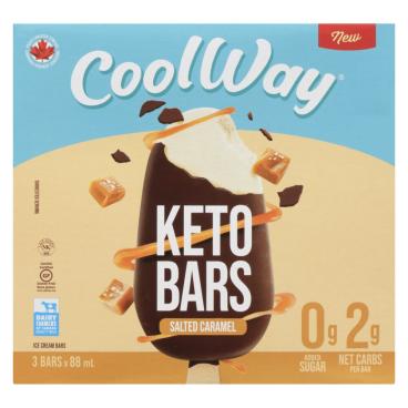 Coolway Chocolate Covered Salted Caramel Keto Ice Cream Bars 
 3x88ml