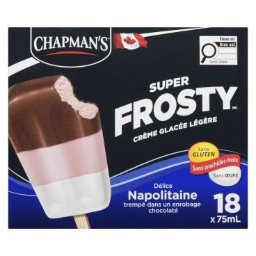 Chapman's Barres de crème glacée délice napolitaine trempé dans un enrobage chocolaté 18x75ml
