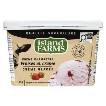 Island Farms Crème glacée qualité supérieure crème champêtre fraises et crème 1.65L