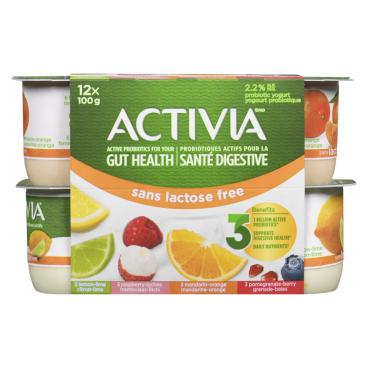 Activia Lactose Free Lemon-Lime Pomegrenate-Berry Raspberry-Lichee Mandarin-Orange Probiotic Yogurt 12x100g