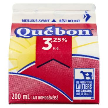 Québon Lait homogénéisé 3.25% M.G. 200ml