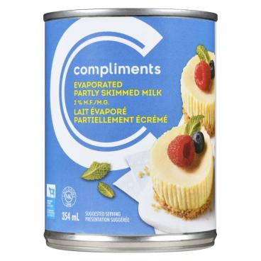 Compliments Partly Skimmed Evaporated Milk 2% M.F. 354ml