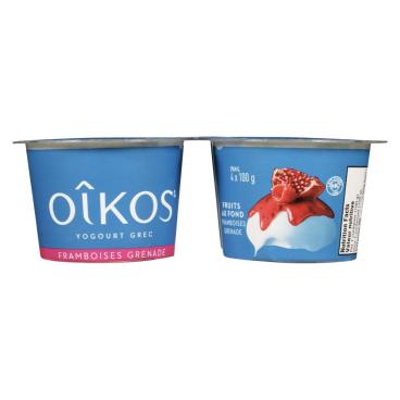 Oîkos Yogourt grec framboises grenade 2% M.G. 4x100g
