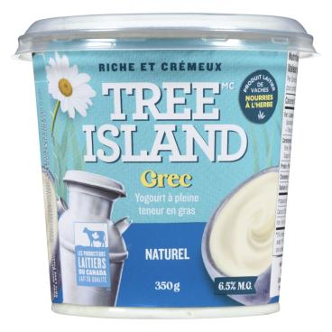 Tree Island Gourmet Yogurt Yogourt grec nature nourries à l'herbe 6.5% M.G. 350g