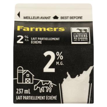 Farmers Lait partiellement écrémé 2% M.G. 237ml