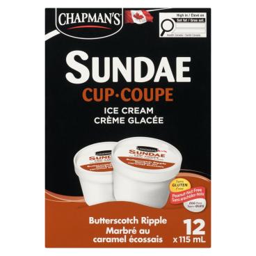 Chapman's Sundae Cup Butterscotch Ripple Ice Cream 12X115ml