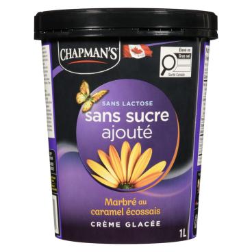 Chapman's Crème glacée sans sucre ajouté sans lactose marbrée au caramel écossais 1L