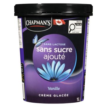 Chapman's Crème glacée sans sucre ajouté sans lactose vanille 1L