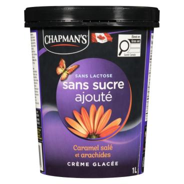 Chapman's Crème glacée sans sucre ajouté sans lactose caramel salé et arachides 1L