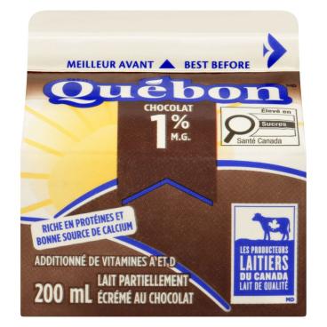 Québon Lait partiellement écrémé au chocolat 1% M.G. 200ml