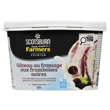 Scotsburn s'unit à Farmers Crème glacée légère de qualité supérieure gâteau au fromage aux framboises noires 1.5L
