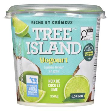 Tree Island Gourmet Yogurt Yogourt noix de coco et lime nourries à l'herbe 6.5% M.G. 350g