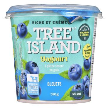 Tree Island Gourmet Yogurt Yogourt bleuets nourries à l'herbe 5% M.G. 350g